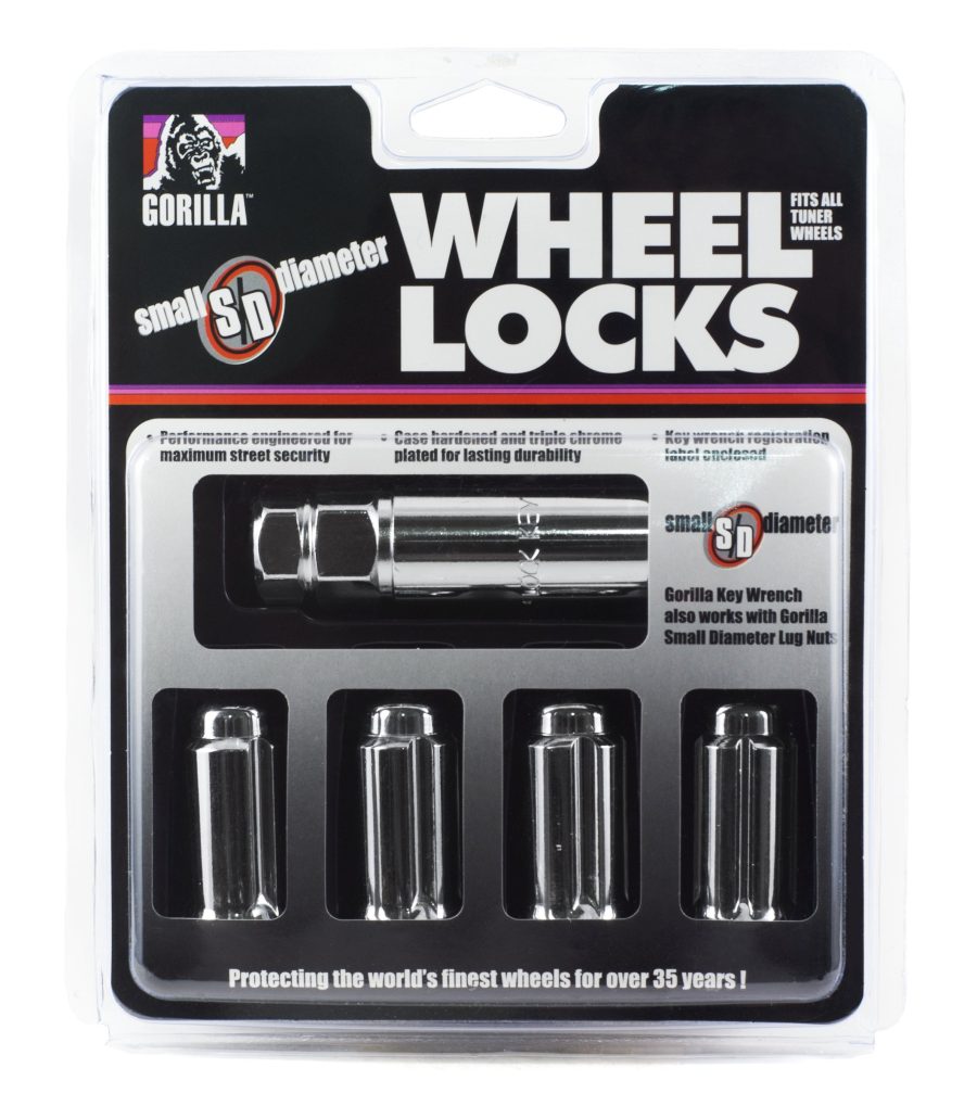 GORILLA 26641SD 14mm x 1.50 Thread Size Chrome Finish Small Diameter Duplex Wheel Lock, (Set of 4)