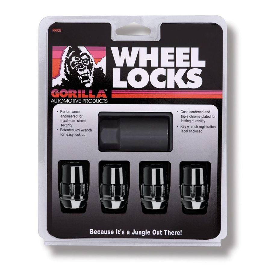 GORILLA 71631NBC Acorn Black Chrome Wheel Locks (12mm x 1.50 Thread Size) Pack of 4