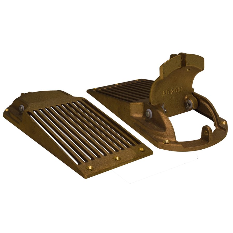 GROCO ASC-3000 BRONZE SLOTTED HULL SCOOP STRAINER W/ACCESS DOOR FORUP TO 3 INCH THRU HULL