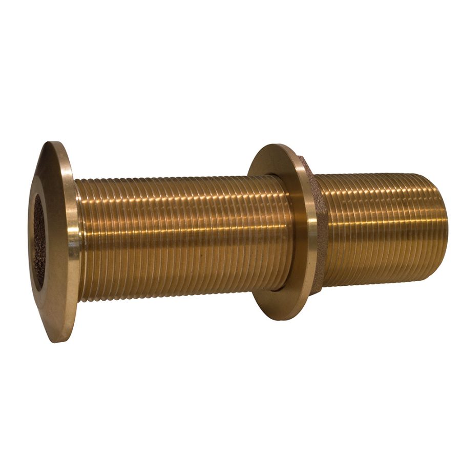 GROCO THXL-2000-W 2 INCH BRONZE EXTRA LONG THRU-HULL FITTING W/NUT