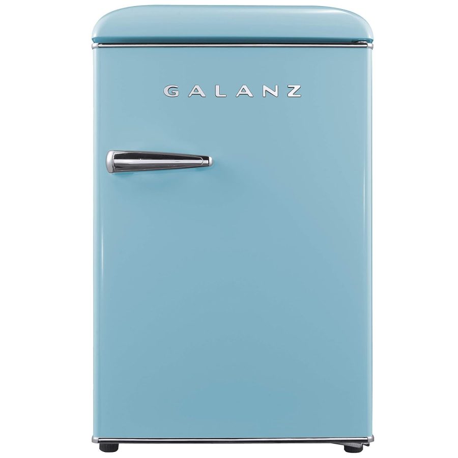 Galanz GLR25MBER10 Retro Compact Refrigerator, Mini Fridge with Single Doors, Ad