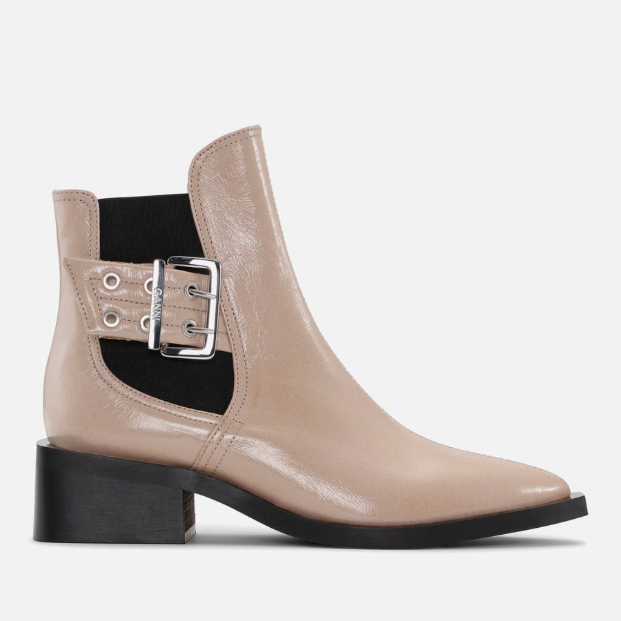 Ganni Chunky Buckle Leather Chelsea Boots - UK 5