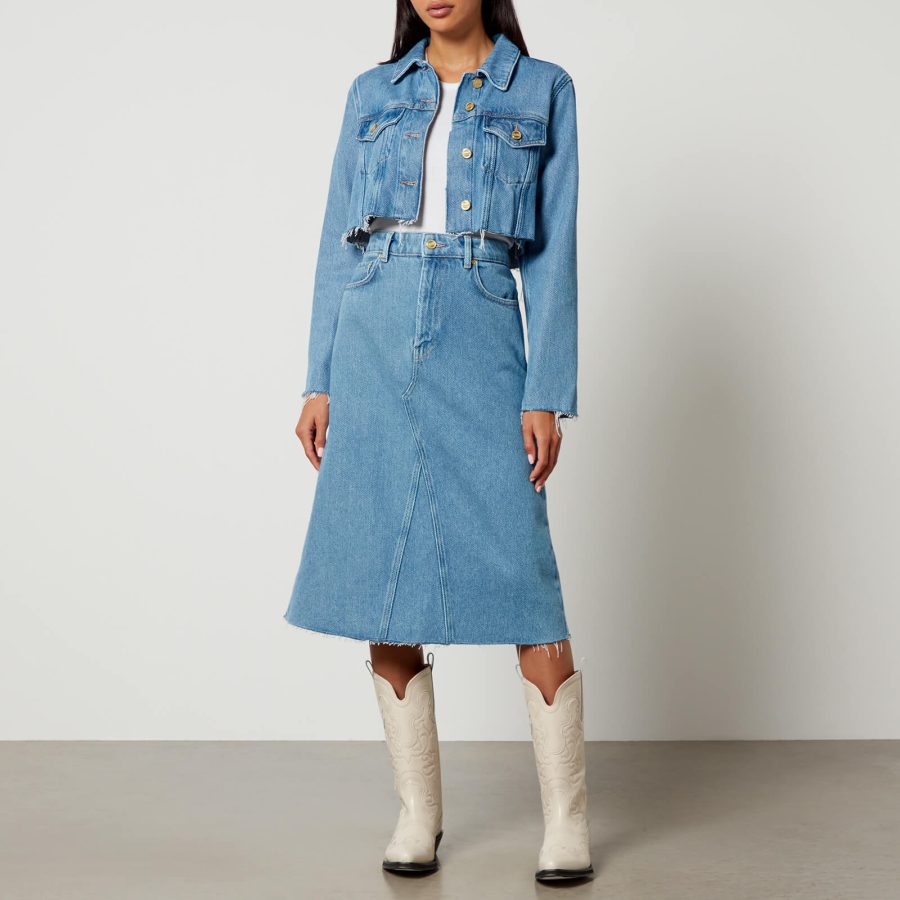 Ganni Organic Denim Midi Skirt - EU 38/UK 10