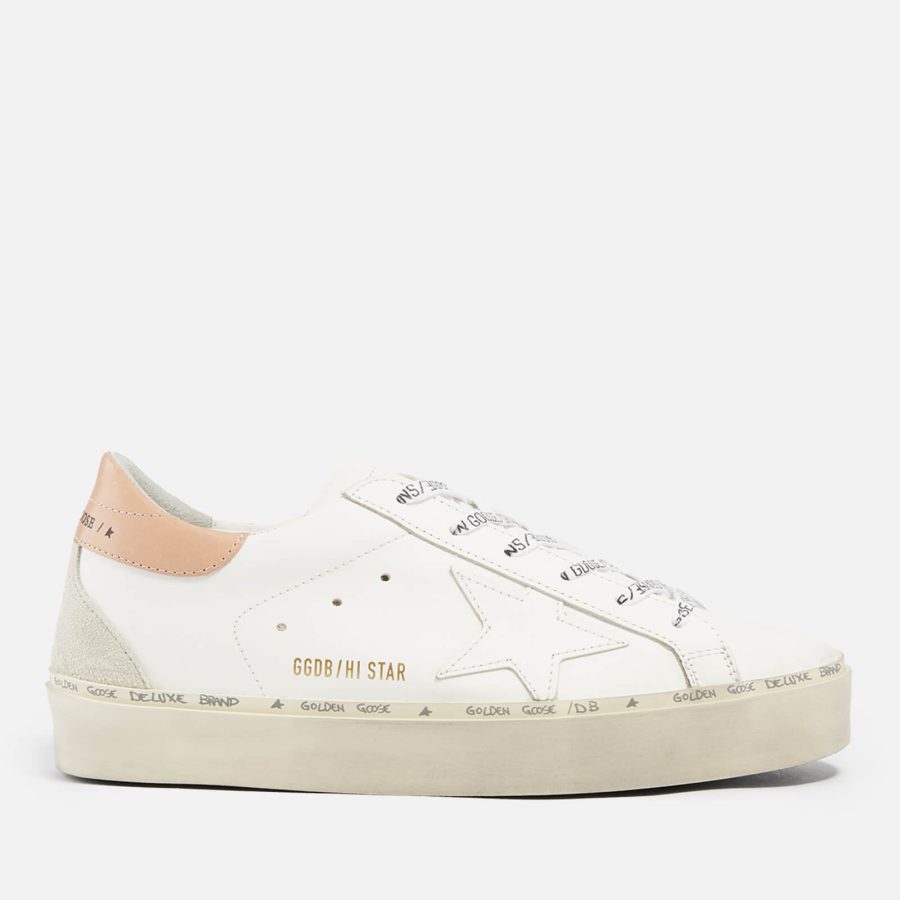 Golden Goose Hi-Star Suede-Trimmed Leather Flatform Trainers - UK 8