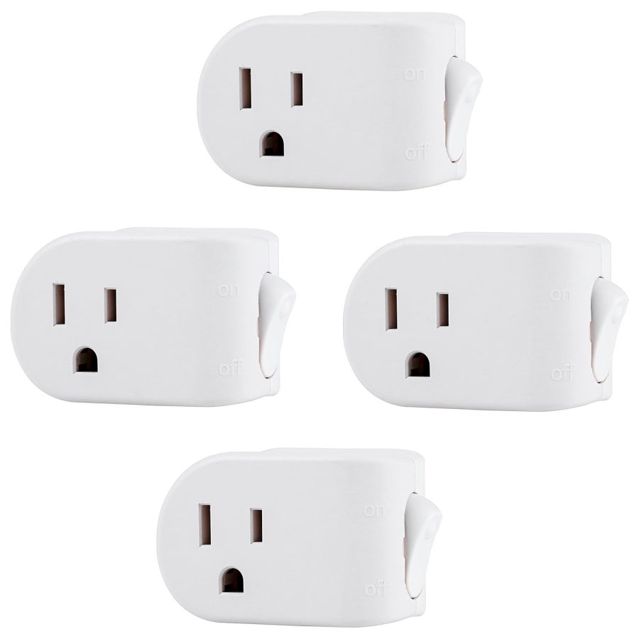 Grounded Power Switch, 4 Pack, Outlet Extender, 3 Prong, Easy To Install, For In