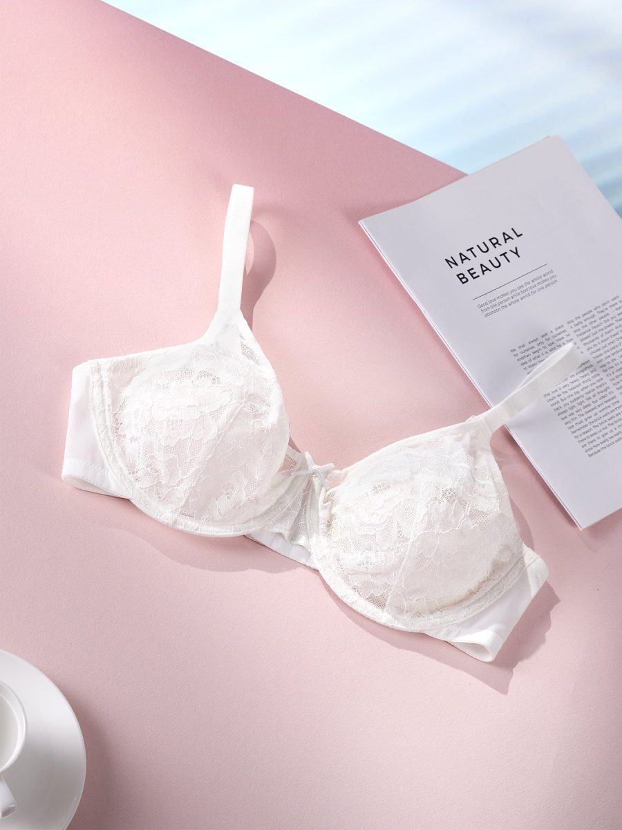 HSIA Lacy Bra: Comfy Sheer Lace Bra with Lift - White / 34 / C