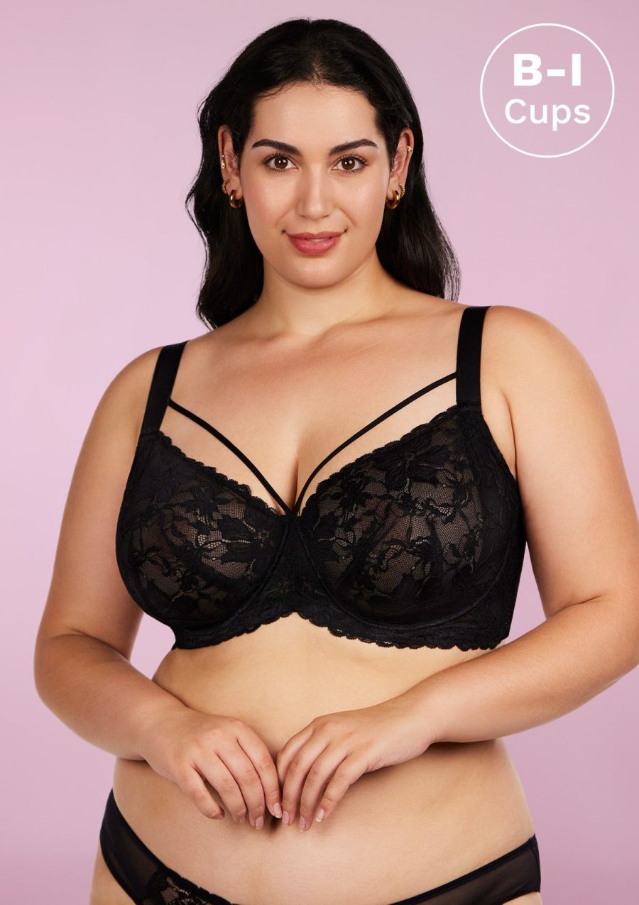 HSIA Pretty In Petals Bra - Plus Size Lingerie for Comfrot and Support - Black / 32 / C