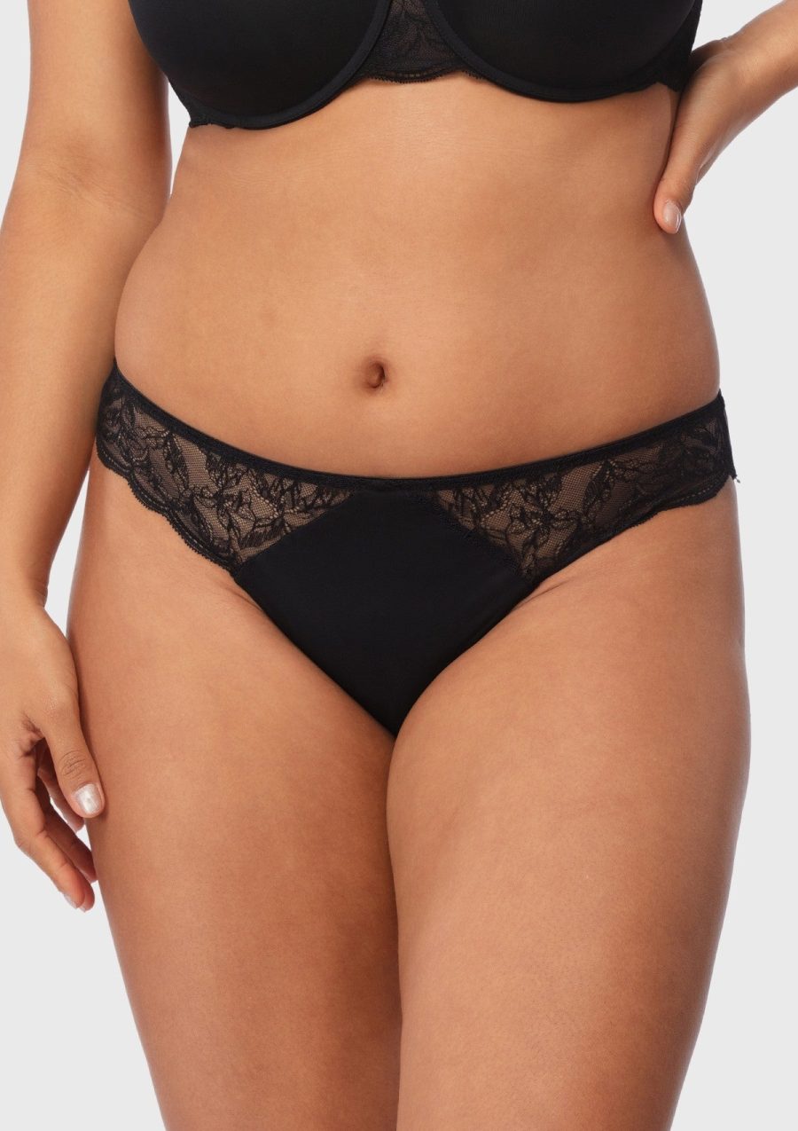 HSIA Serena Comfy Lace Trim Stylish Bikini Underwear - M / Black