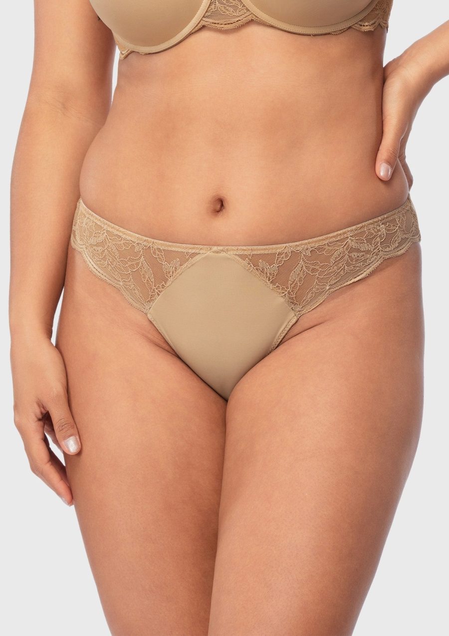 HSIA Serena Comfy Lace Trim Stylish Bikini Underwear - M / Natural Nude