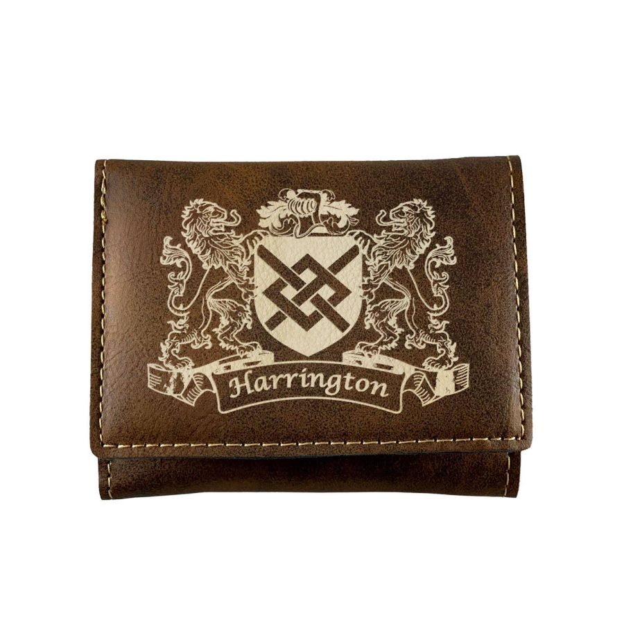 Harrington Irish Coat of Arms Rustic Leather Wallet