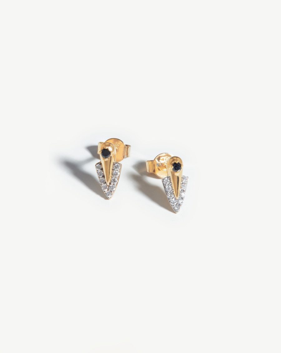 Harris Reed Fine Arrow Stud Earrings | 14k Solid Gold/Diamond