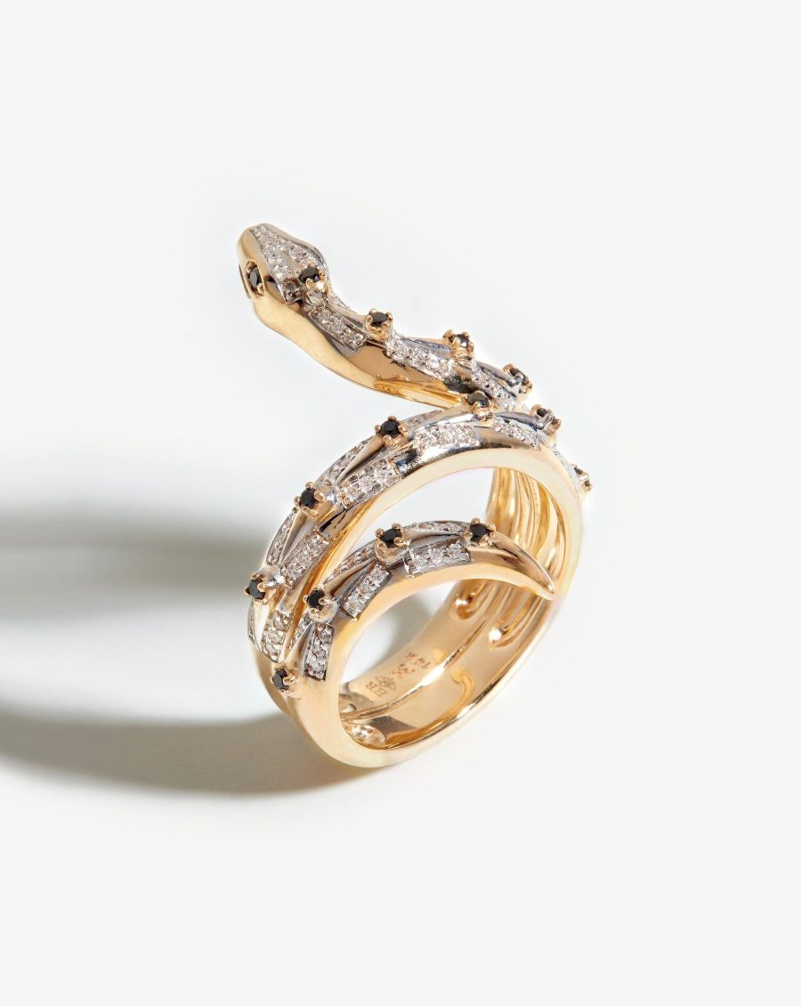 Harris Reed Fine Coiled Serpent Ring | 14k Solid Gold/Diamond