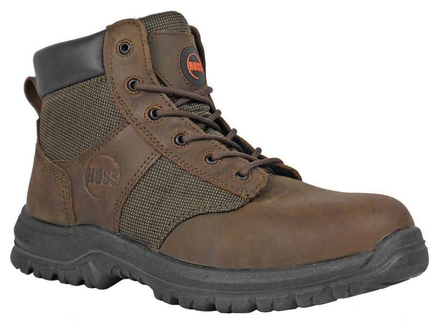 Hoss Boots Carter Brown Side Mesh - 60542 - Men's 6" Steel Toe Slip Resistant Work Boot