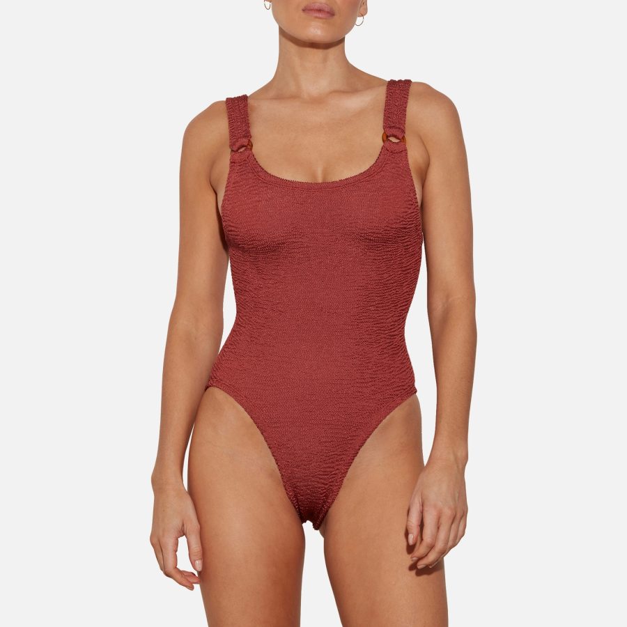 Hunza G Domino Metallic Seersucker Swimsuit