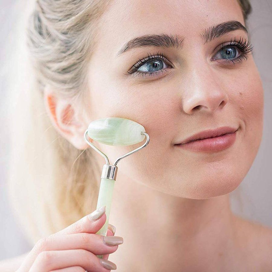 Jade Rose Quartz Facial Roller and Gua Sha Set