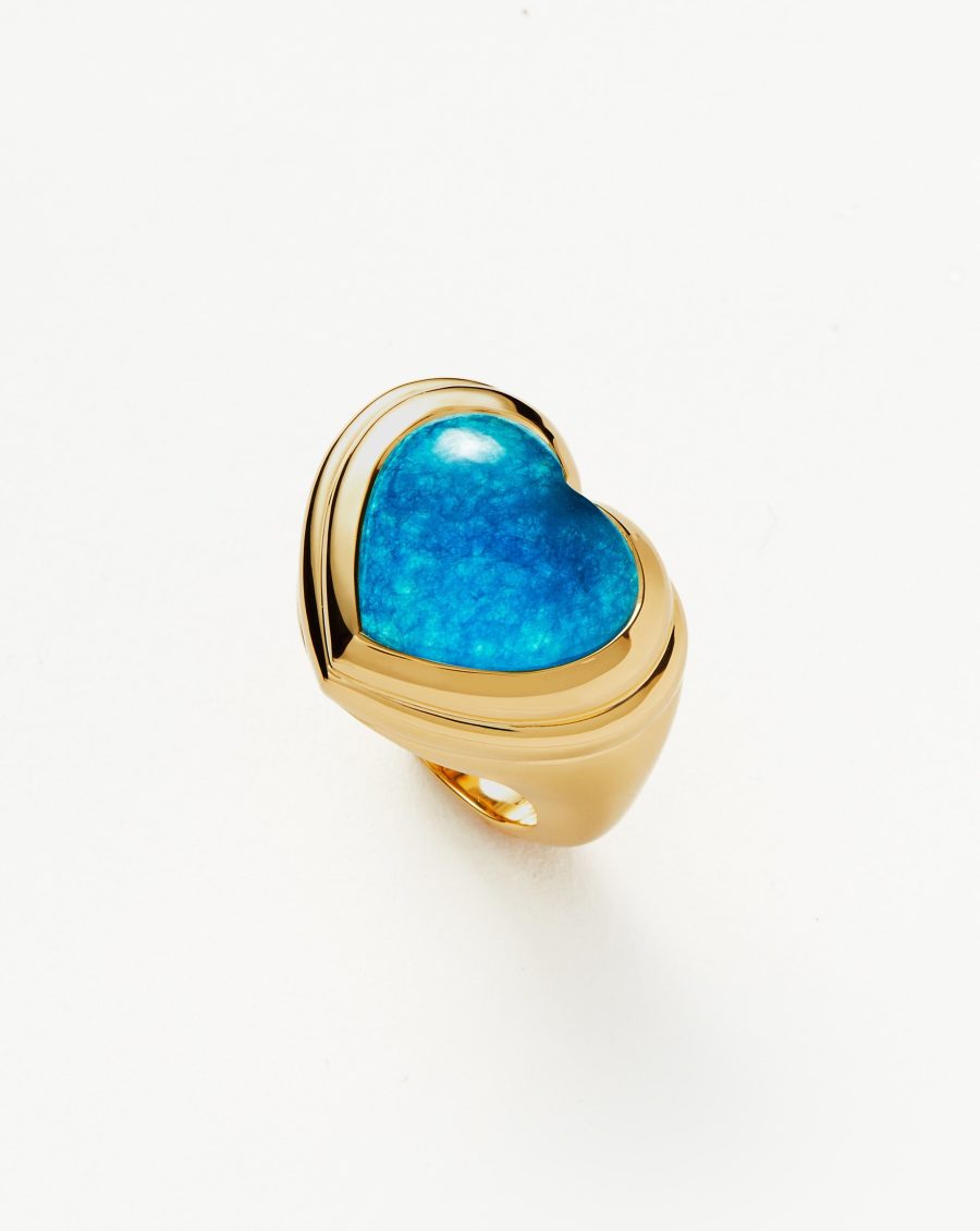 Jelly Heart Gemstone Ring | 18k Gold Plated/Blue Quartz