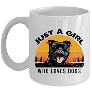 Just A Girl Who Loves Stafforshire Bull Terrier Dog Coffee Mug 11oz Ceramic Vint