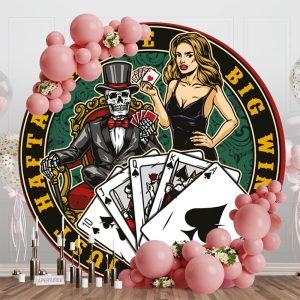 Just Hafta Gamble Blonde Poker Casino Round Backdrop