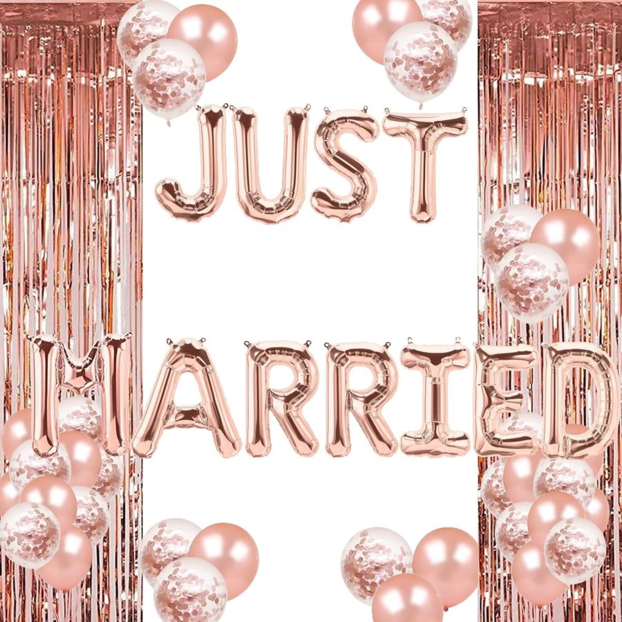 Just Married Balloons Rose Gold Traveling From Miss To Mrs Party Banner Bride To