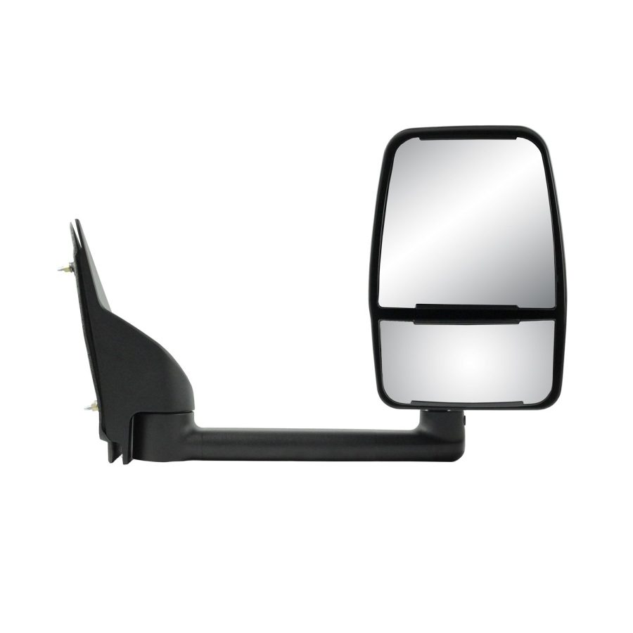 K SOURCE 62169G Passenger Side Towing Mirror for Chevrolet Express Van/GMC Savana Full Size Van, textured black w/PTM cover, dual lens, foldaway, Manual