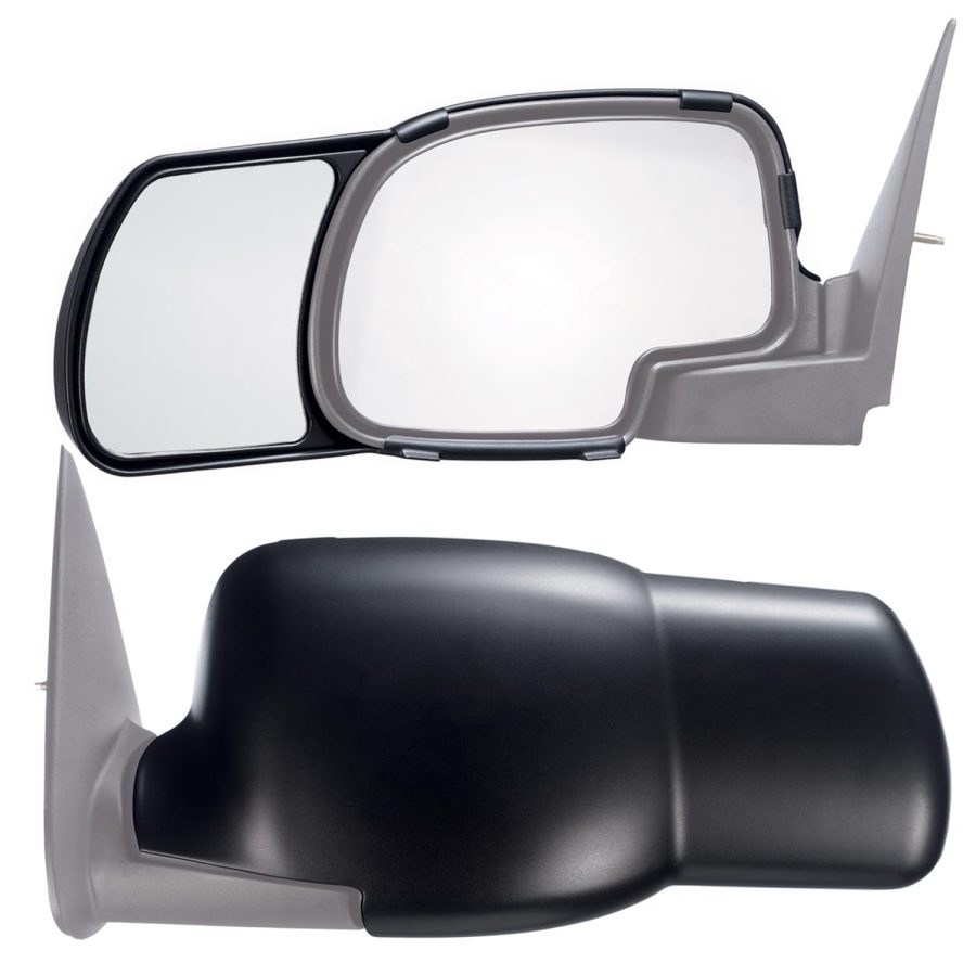 K SOURCE 80800 Exterior Towing Mirror; Snap On; 4-3/4 Inch x 6 Inch; Extends 4-3/4 Inch; Manual; Without Turn Signal; Without Heated Mirrors; Non Folding; Black; Pair