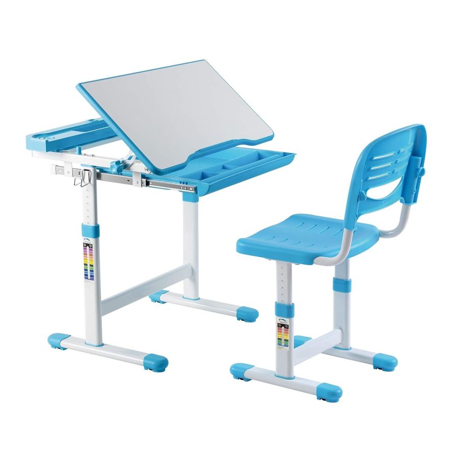 Kids Desk And Chair Set, Height Adjustable Ergonomic Children'S School Workstati