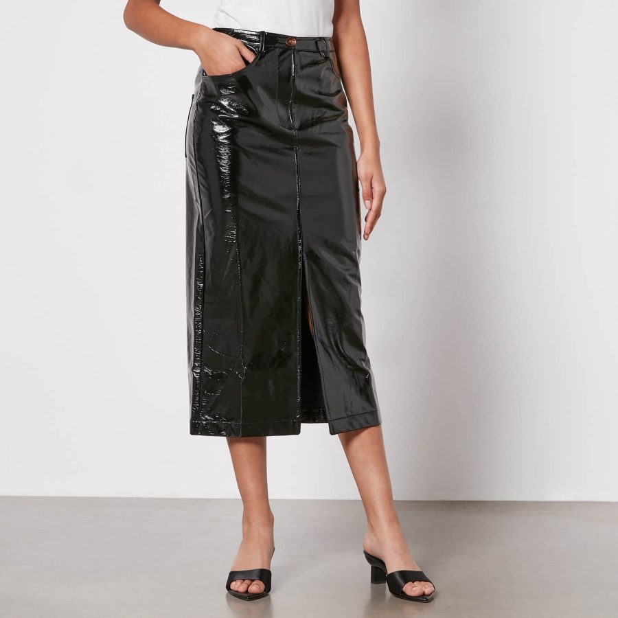 Kitri Penny Vinyl Midi Skirt - UK 6