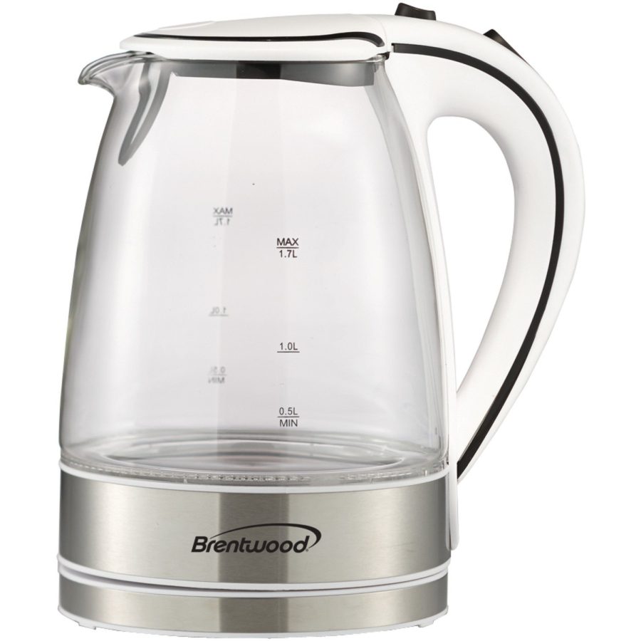 Kt-1900W 1.7L Cordless Glass Electric Kettle, White