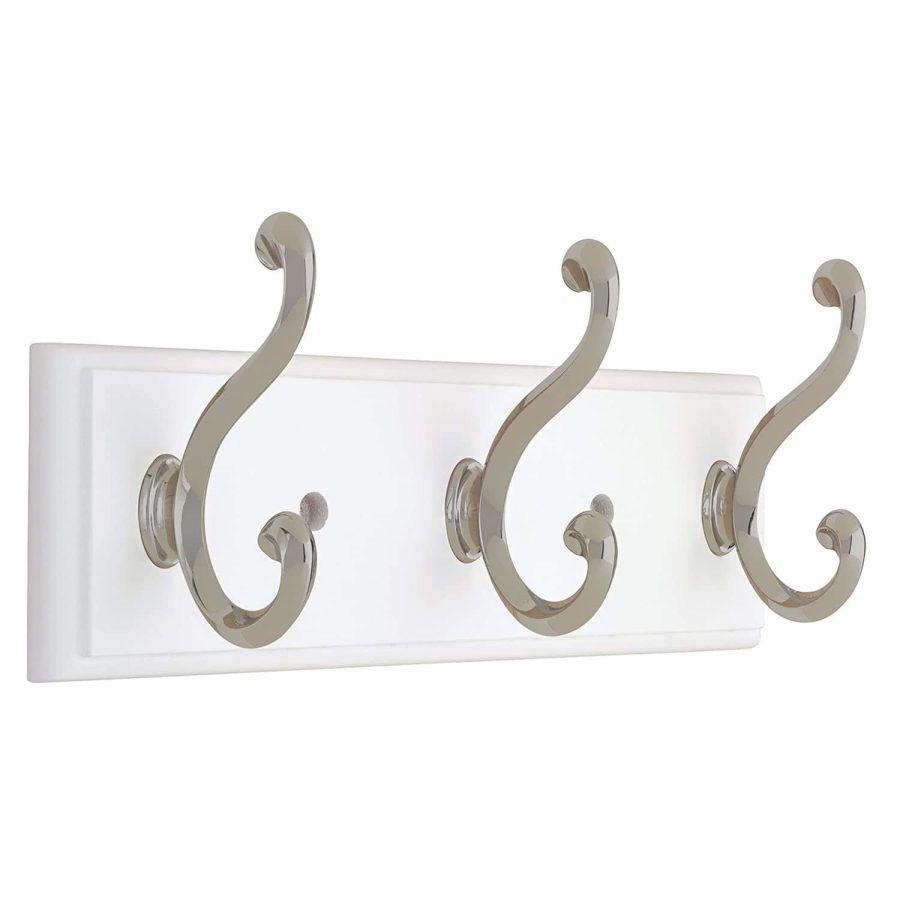 LIBERTY 129854 Wall Mounted Coat Rack with 3 Decorative Hooks, 10-Inch, Satin Ni