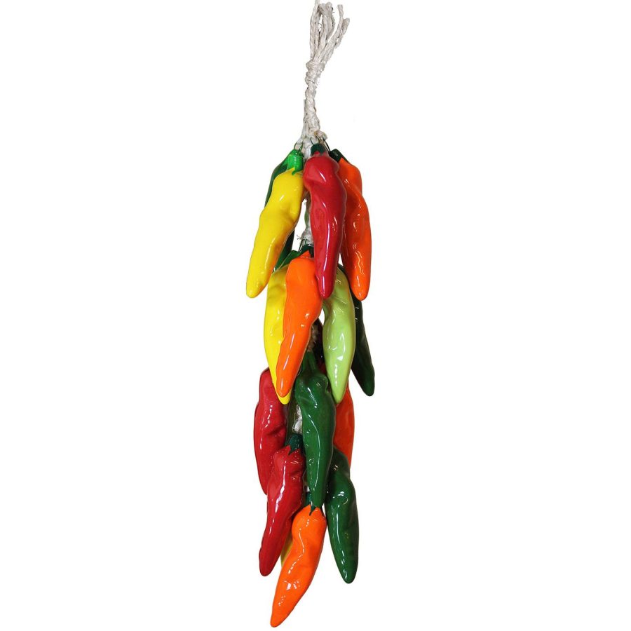 Large Ceramic Ristra: Multicolored Cristalino Chiles