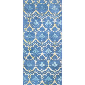 Leilani Damask Blue Washable Rug