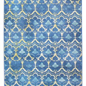 Leilani Damask Blue Washable Rug