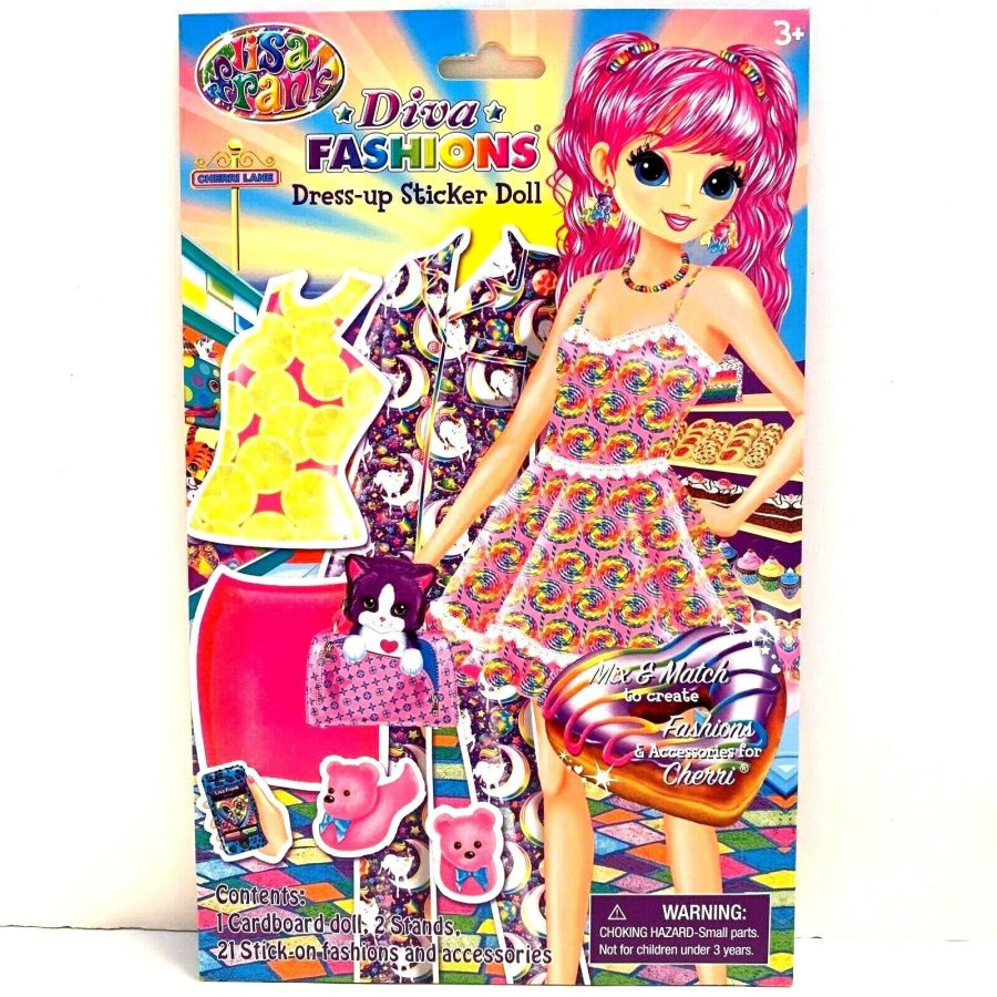 Lisa Frank Diva Fashions Dress Up Sticker Doll Cherri Lane Paper Dolls