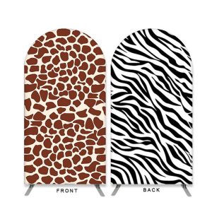 Lofaris Black And Brown Animal Pattern Double Sided Arch Backdrop