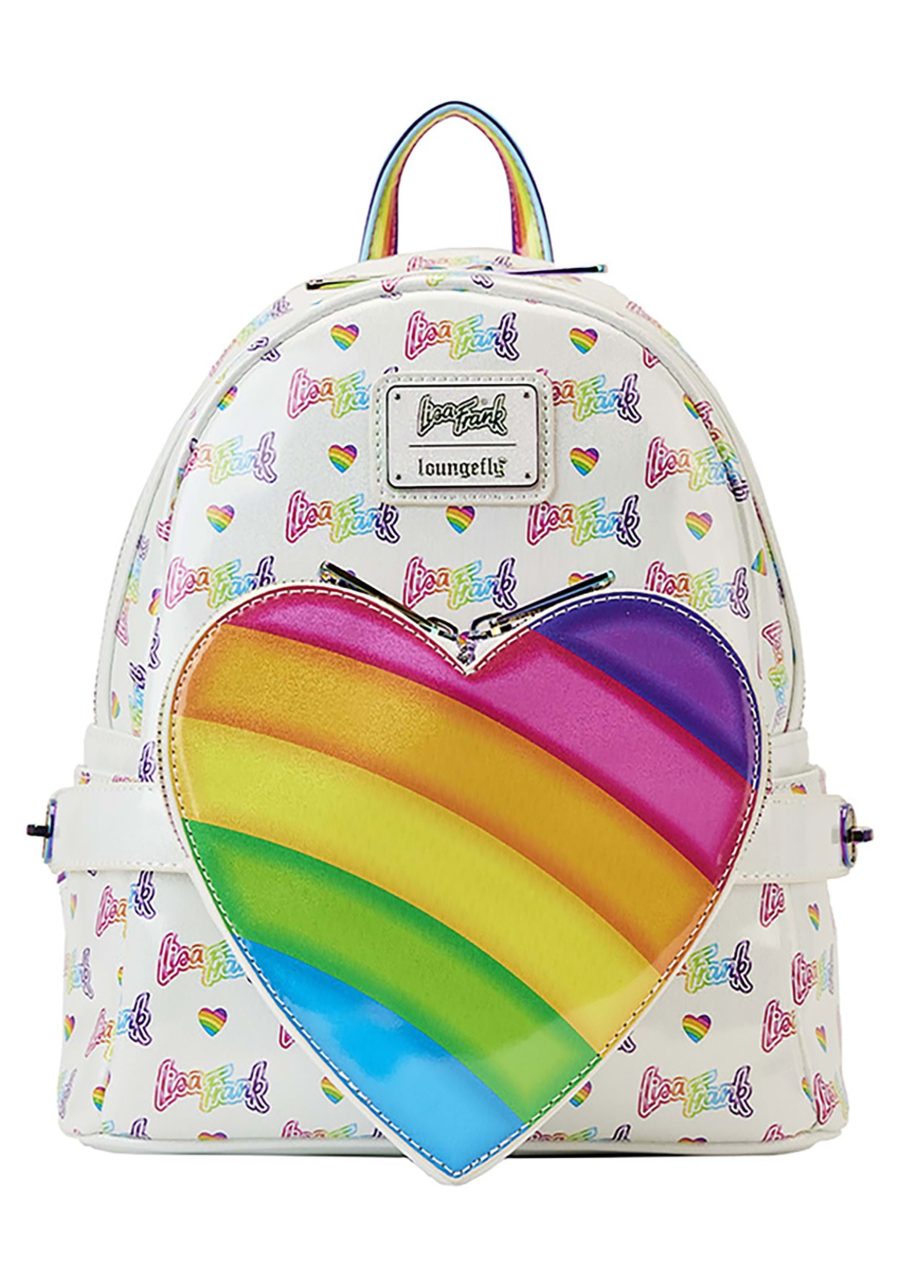 Loungefly Lisa Frank Logo Heart Rainbow Mini Backpack