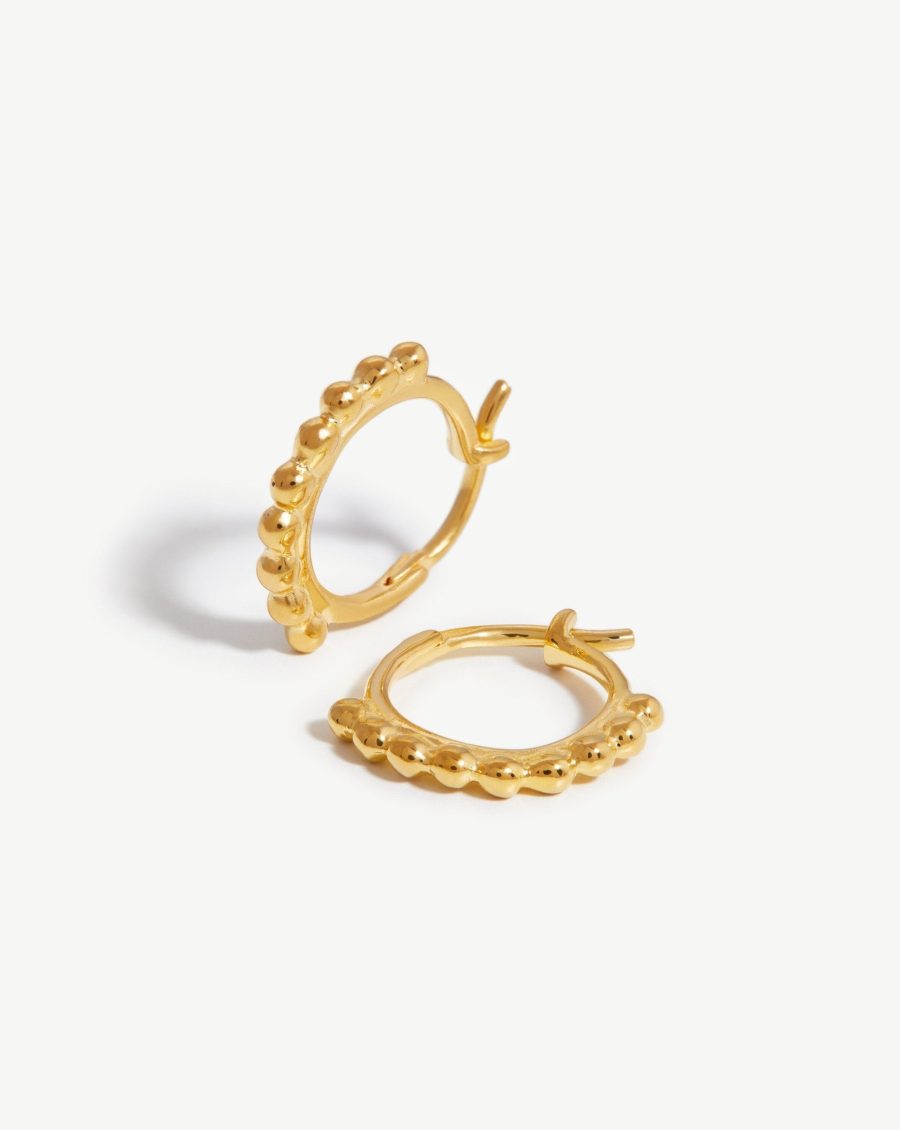 Lucy Williams Mini Beaded Hinged Hoop Earrings | 18k Gold Vermeil