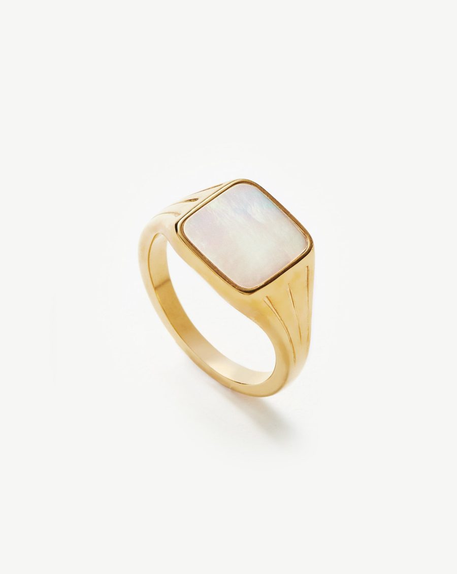 Lucy Williams Square Signet Ring | 18k Gold Vermeil/Mother of Pearl