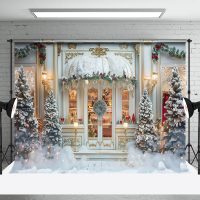 Luxury White Gold Room Snow Christmas Photo Backdrop