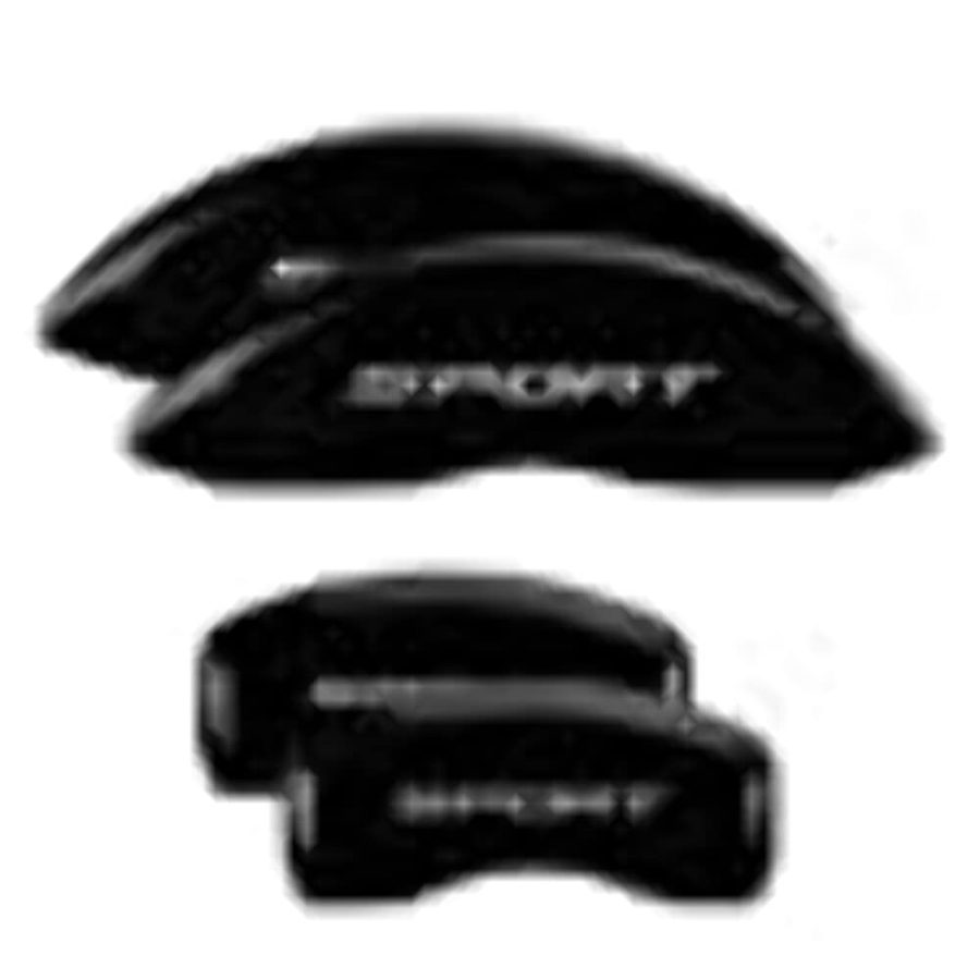 MGP CALIPER 10252SSP2BK Sport (2015, No Bolts) Black Powder Coat Finish, Silver Characters, Set of 4