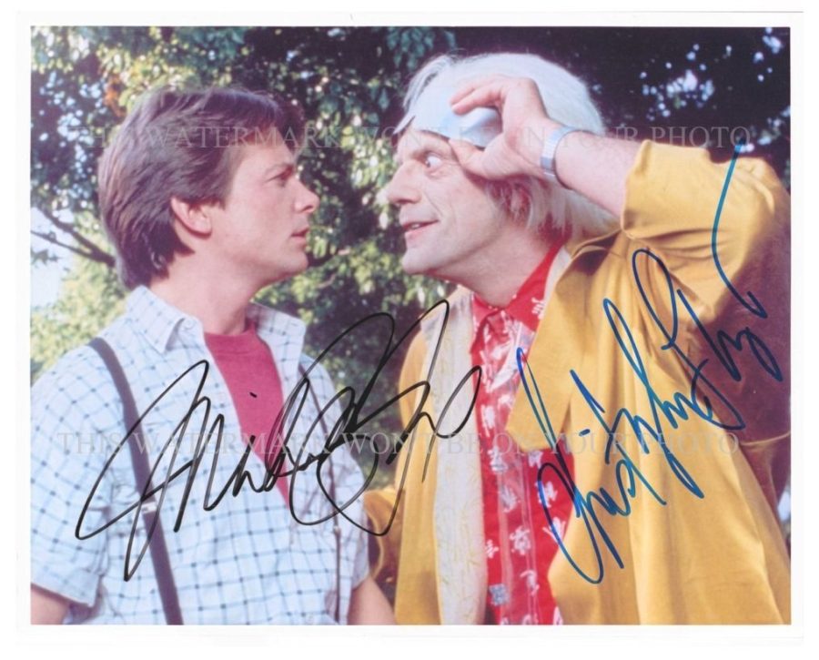 MICHAEL J FOX AND CHRISTOPHER LLOYD AUTOGRAPHED 8X10 RP PHOTO BACK TO THE FUTURE