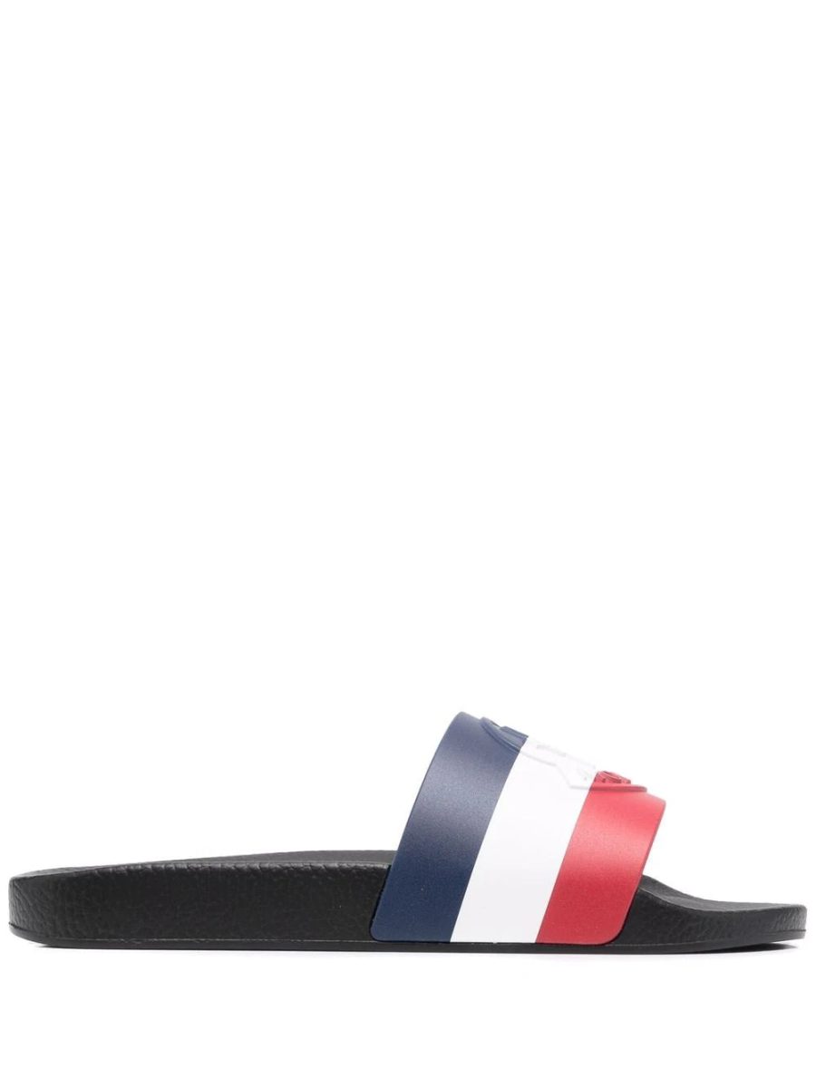 MONCLER Basile Stripe Logo Sliders Black