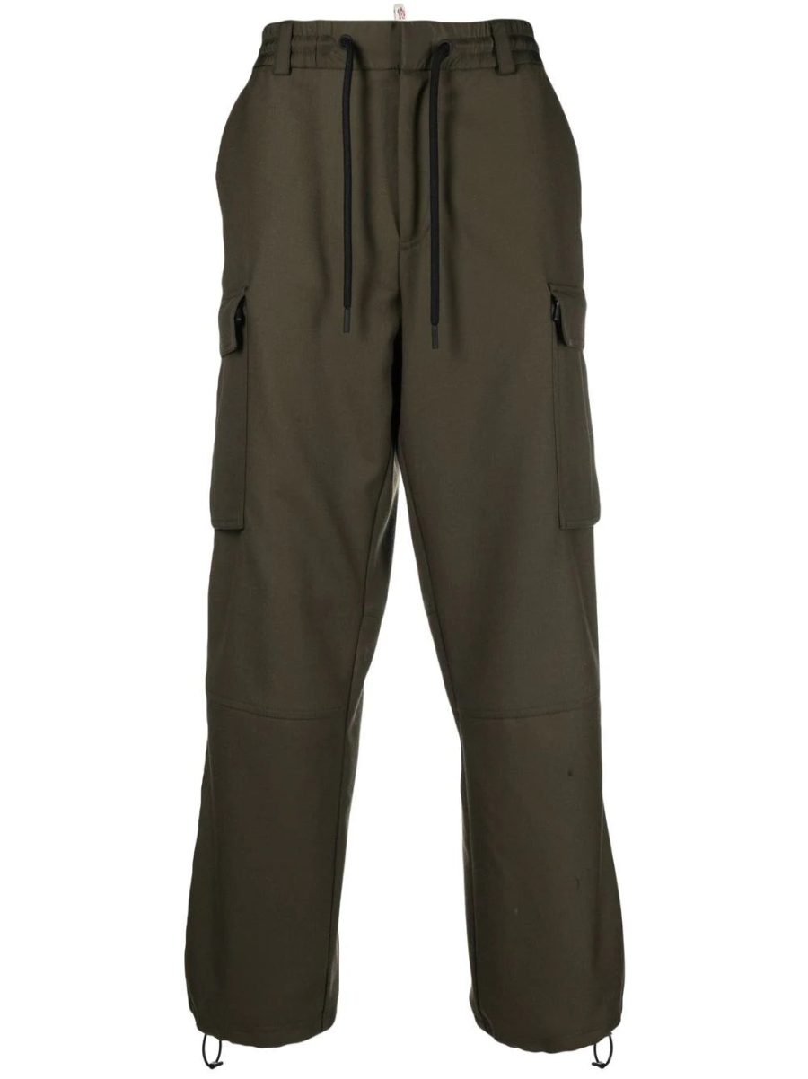 MONCLER GRENOBLE Wool Twill Trousers Green