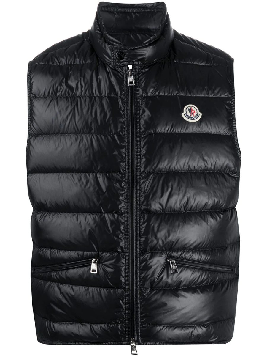 MONCLER Gui Padded Logo Patch Gilet Black