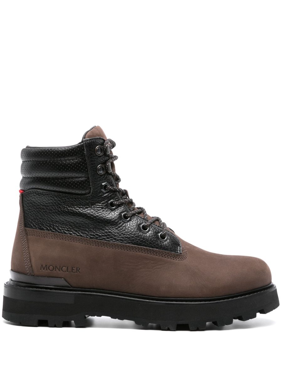 MONCLER Peka Suede Hiking Lace Up Boots Brown/Black