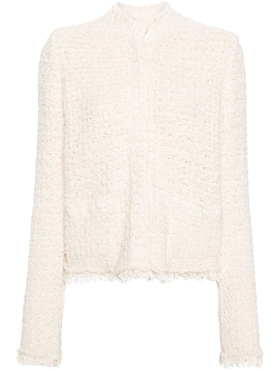 MONCLER WOMEN Boucle Cotton Puffer Cardigan Ivory