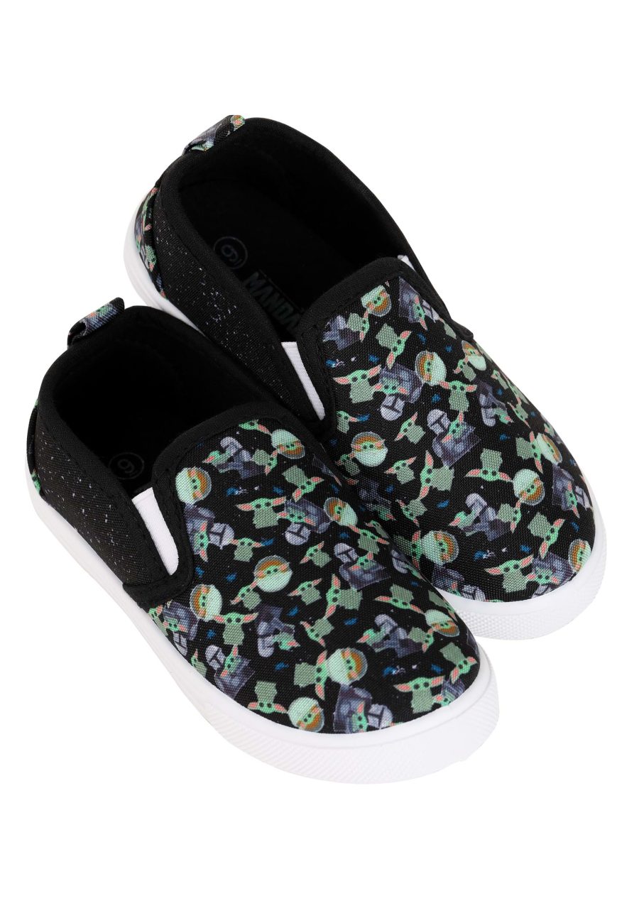 Mandalorian and Grogu Printed Toddler Slip On Shoes