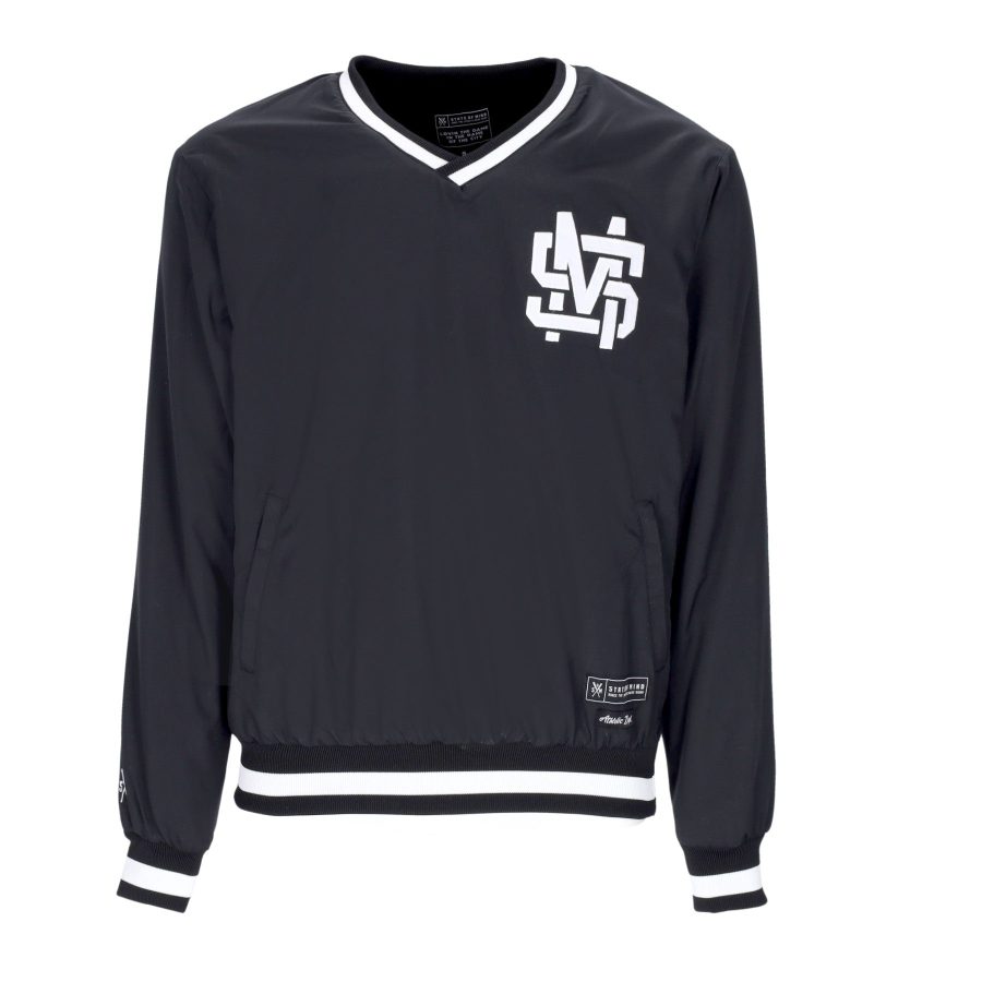 Men's Hockey Sweatshirt Monogram Baseball Pullover Black