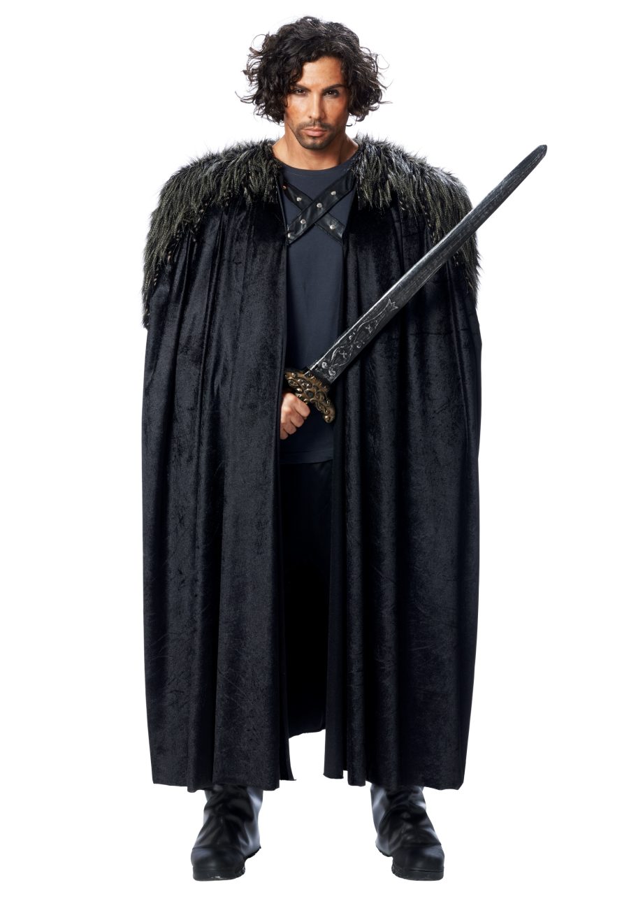 Men's Medieval Fur Trimmed Black Cape