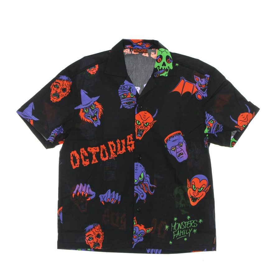 Men's Short Sleeve Shirt Halloween Monsters Family Shirt Black/purple