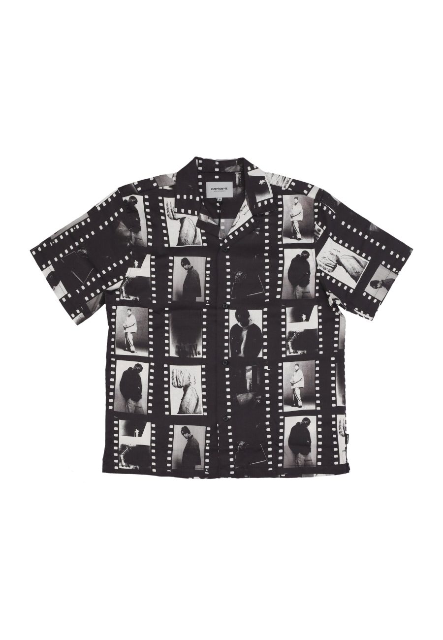 Men's Short Sleeve Shirt Photo Strip Shirt Photo Strip Print/black/white